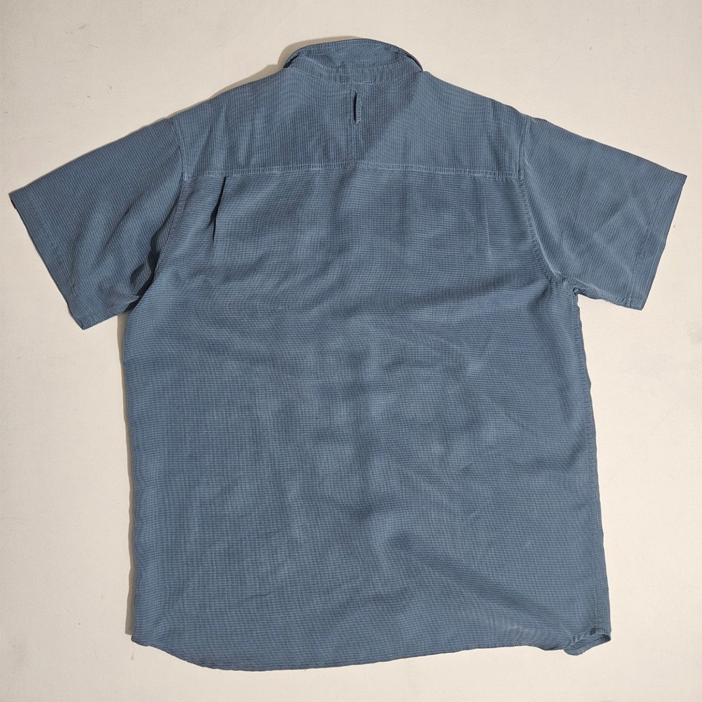 The North Face Mens XXL Blue Textured Short Sleeve Button Up Shirt AT8D - Picture 7 of 7